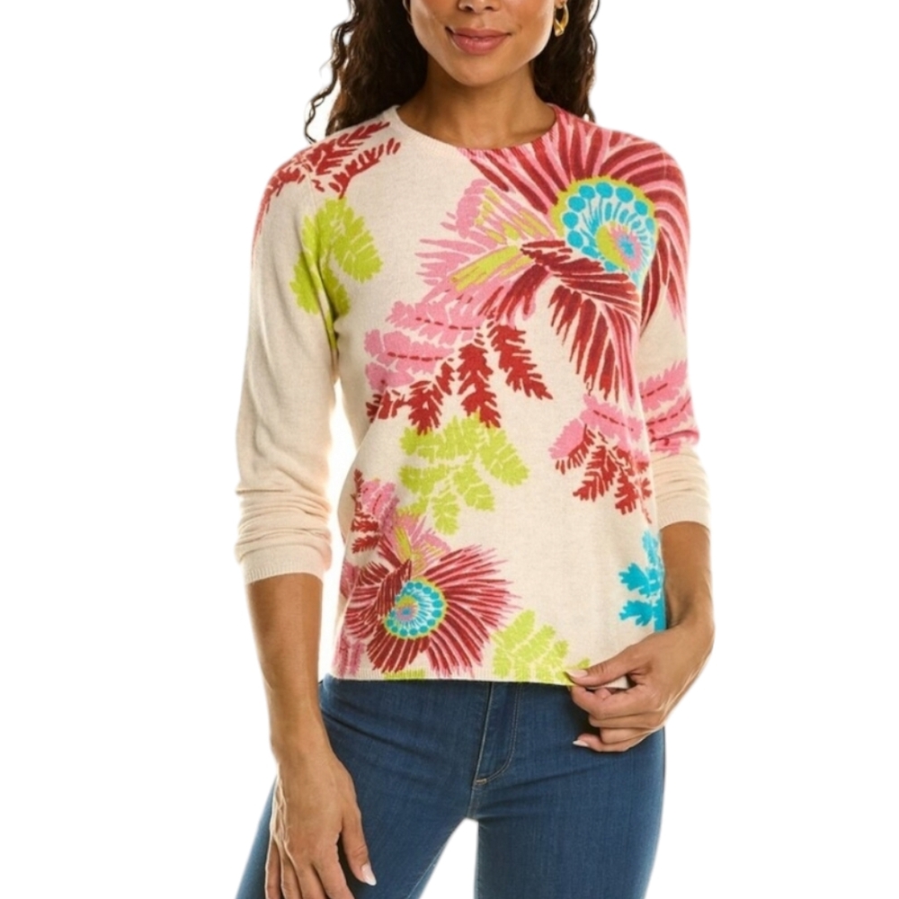 FRANCES VALENTINE | Angora-Blend Floral Sweater | Cream Multi | XS